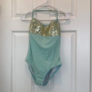 Teal and Gold, One Piece Swimsuit